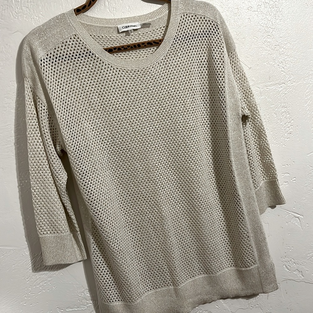 Calvin Klein Cream and Sparkle Top
